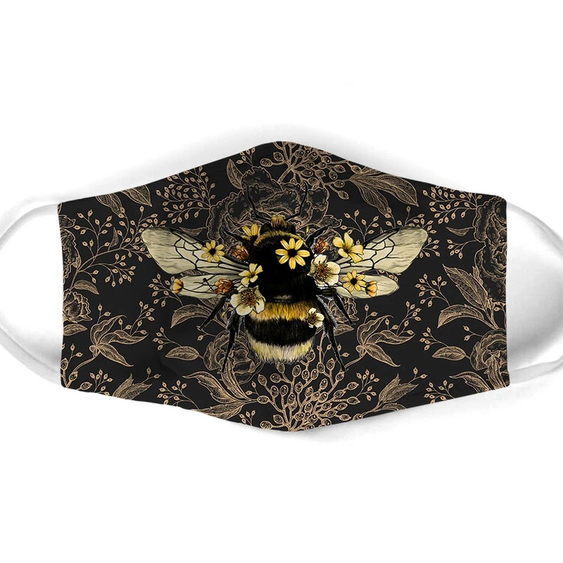 Bee flowers pattern cloth mask