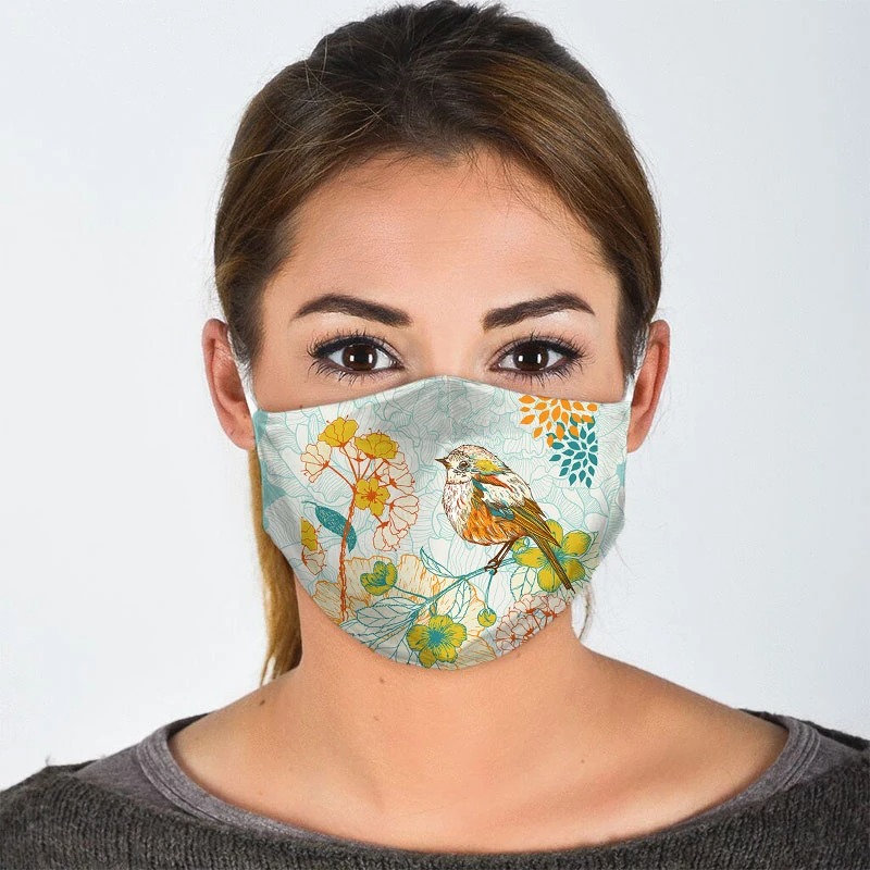 Bird flower all over prints face mask - detail