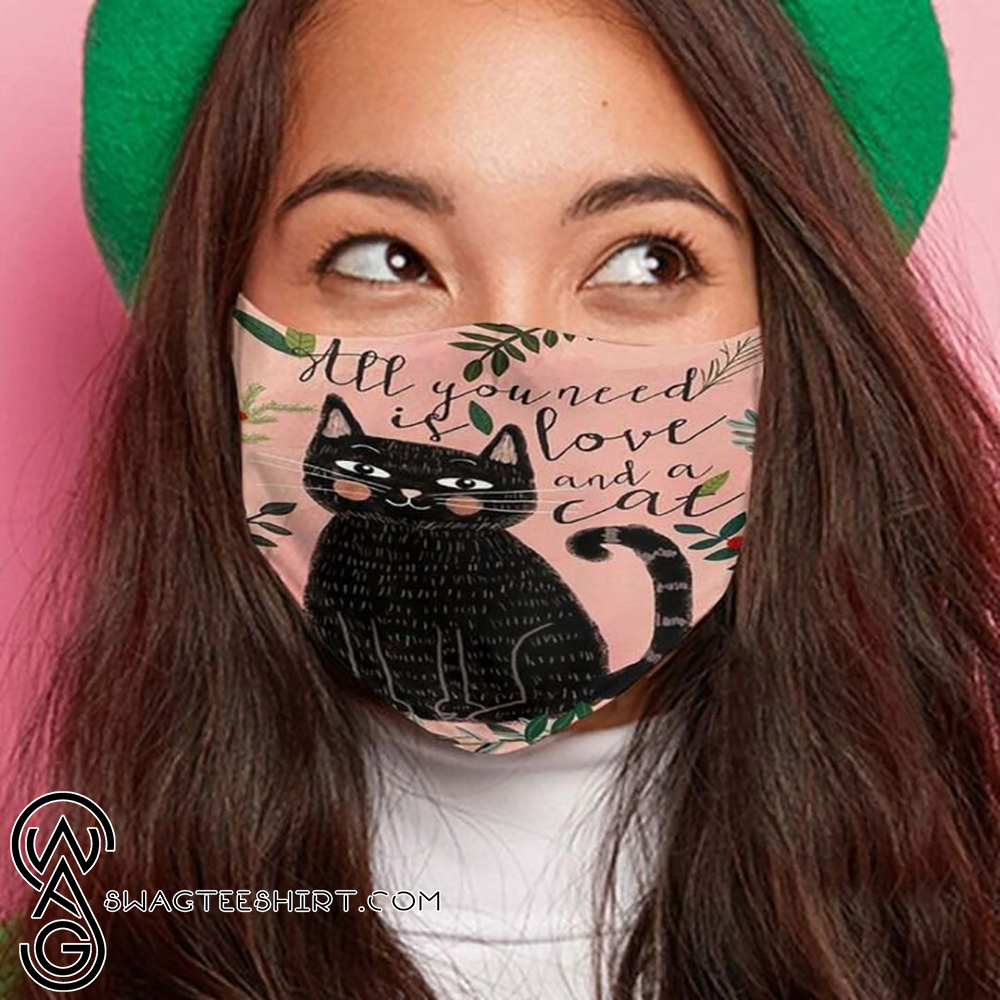 Black cat all you need is love and a cat anti-dust face mask