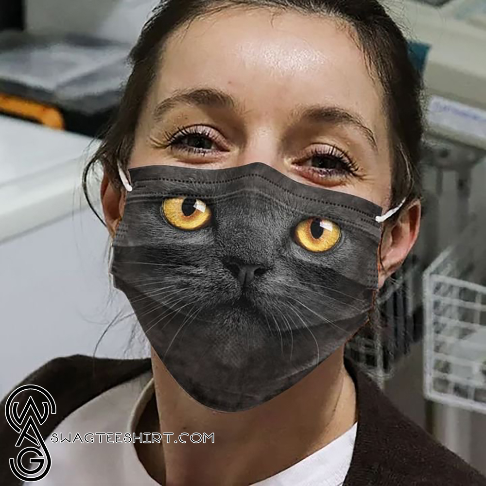 Black cat face anti-dust cotton face mask
