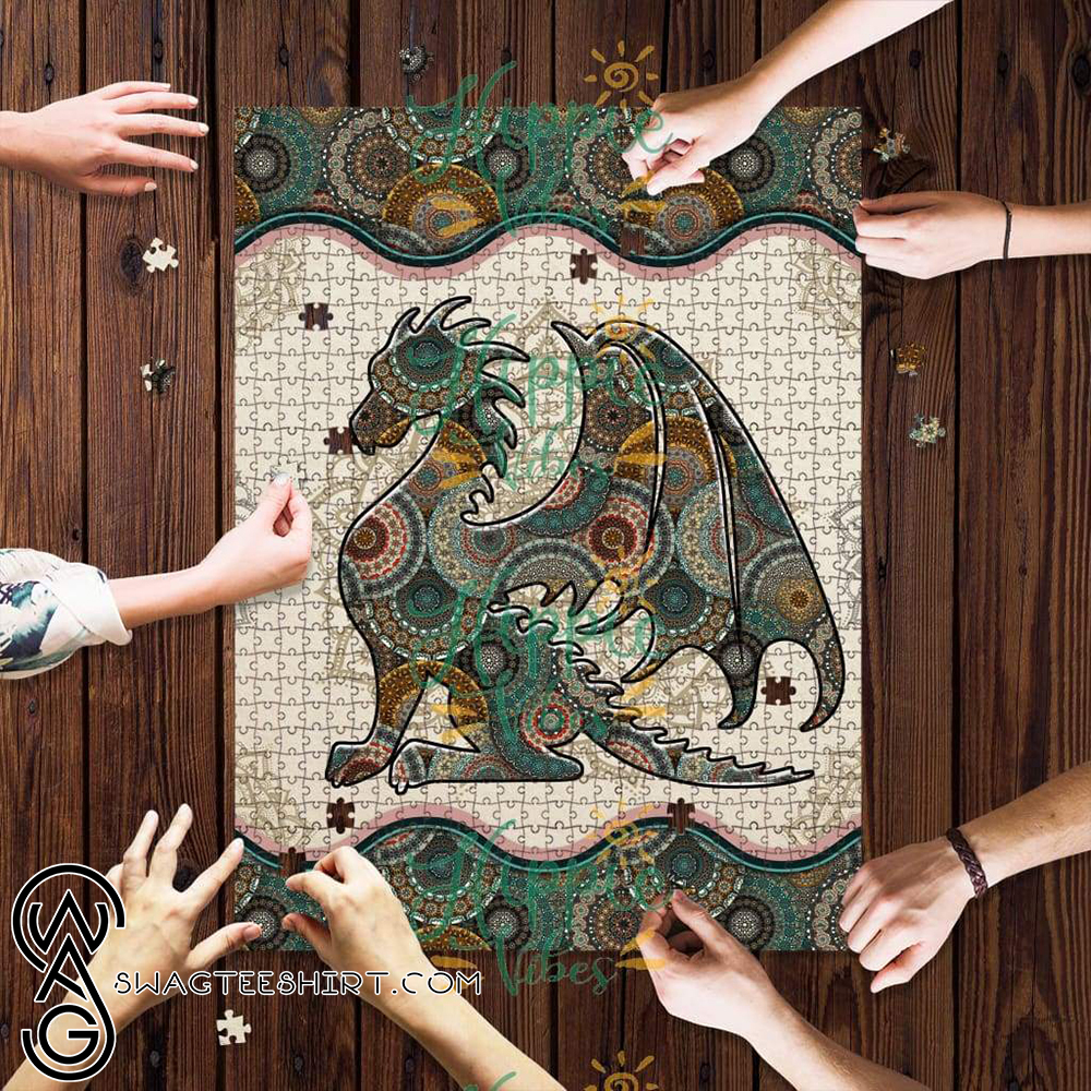 Bookworm dragon mandala jigsaw puzzle – maria