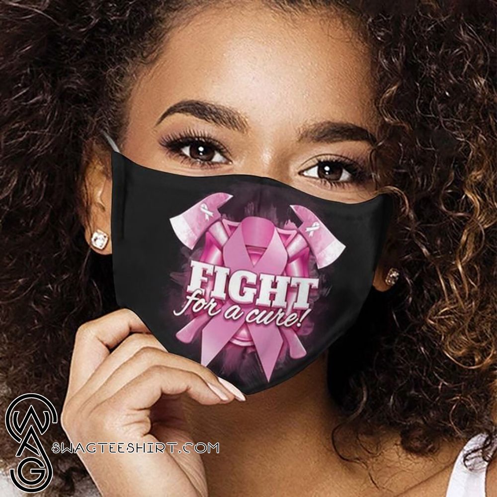Breast cancer awareness ribbon fight for a cure face mask