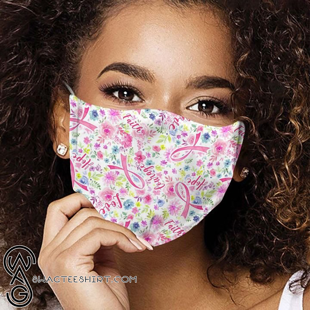 Breast cancer pink flowers anti-dust cotton face mask
