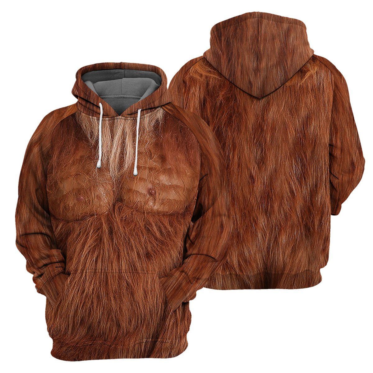 Brown Bigfoot Fur 3D hoodie