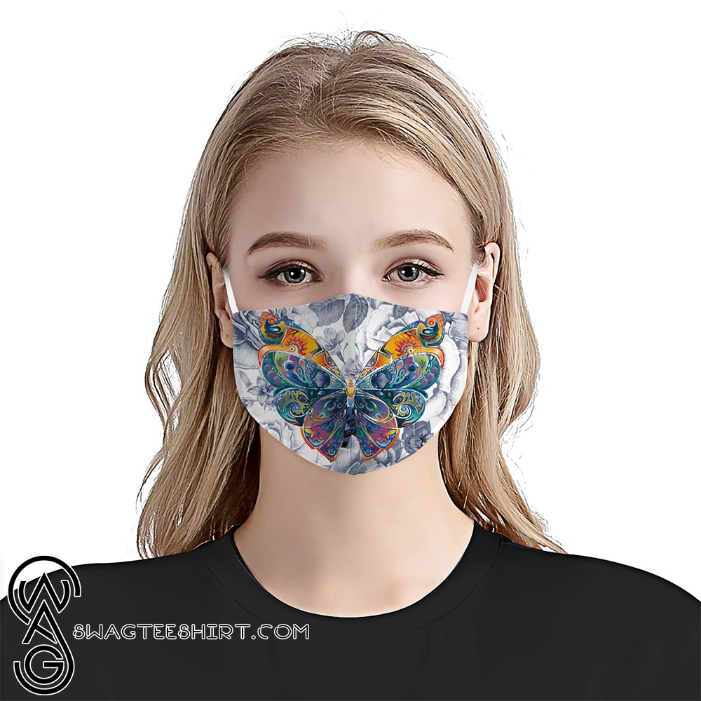 Butterfly colorful vintage anti-dust cotton face mask