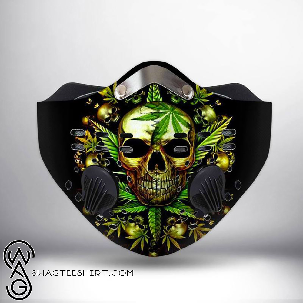 Cannabis leaf and skull filter activated carbon face mask