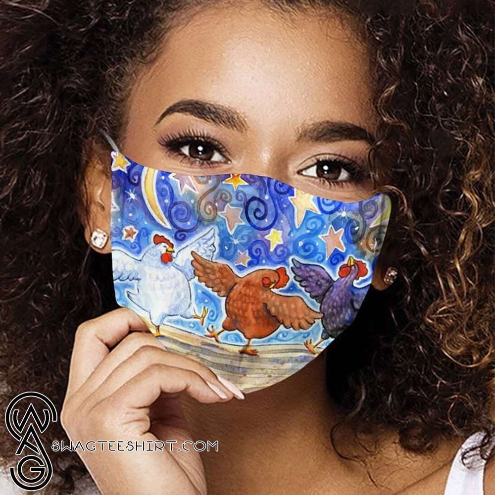 Chicken dance all over printed face mask – maria