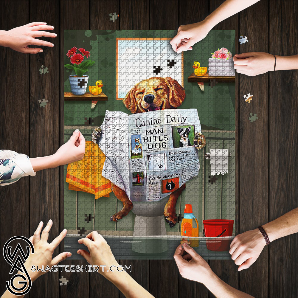 Dog golden great ideas come from sitting on the toilet jigsaw puzzle