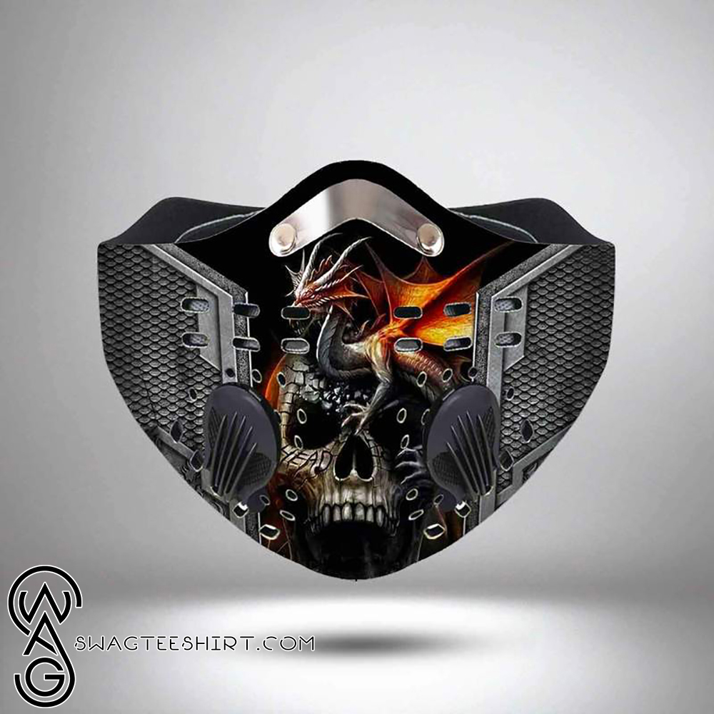 Dragon and skull filter activated carbon face mask