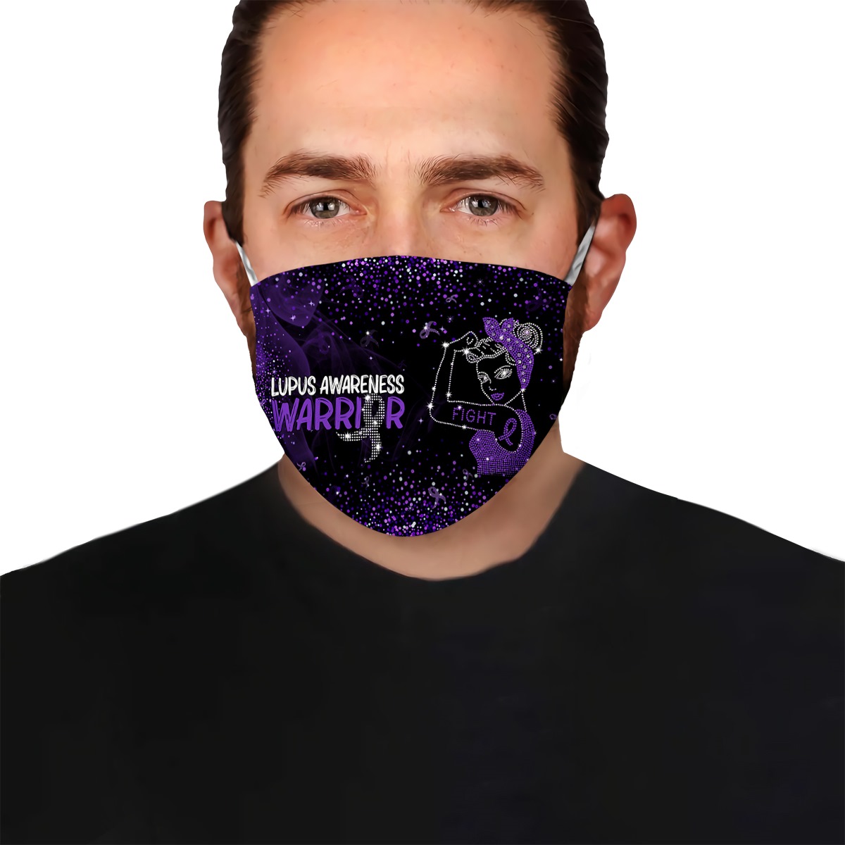 Fight lupus awareness warrior face mask - detail