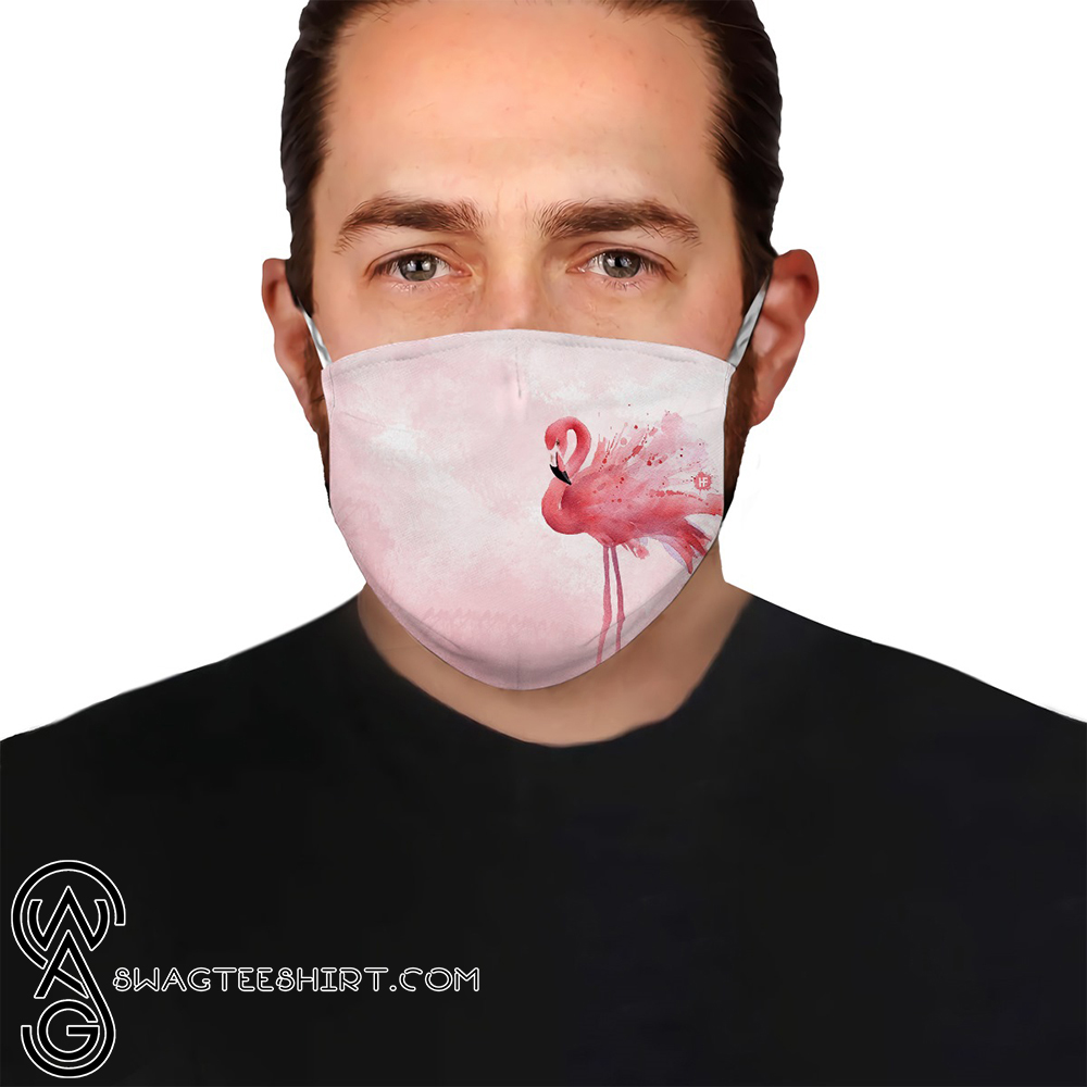 Flamingo watercolor art anti-dust cotton face mask