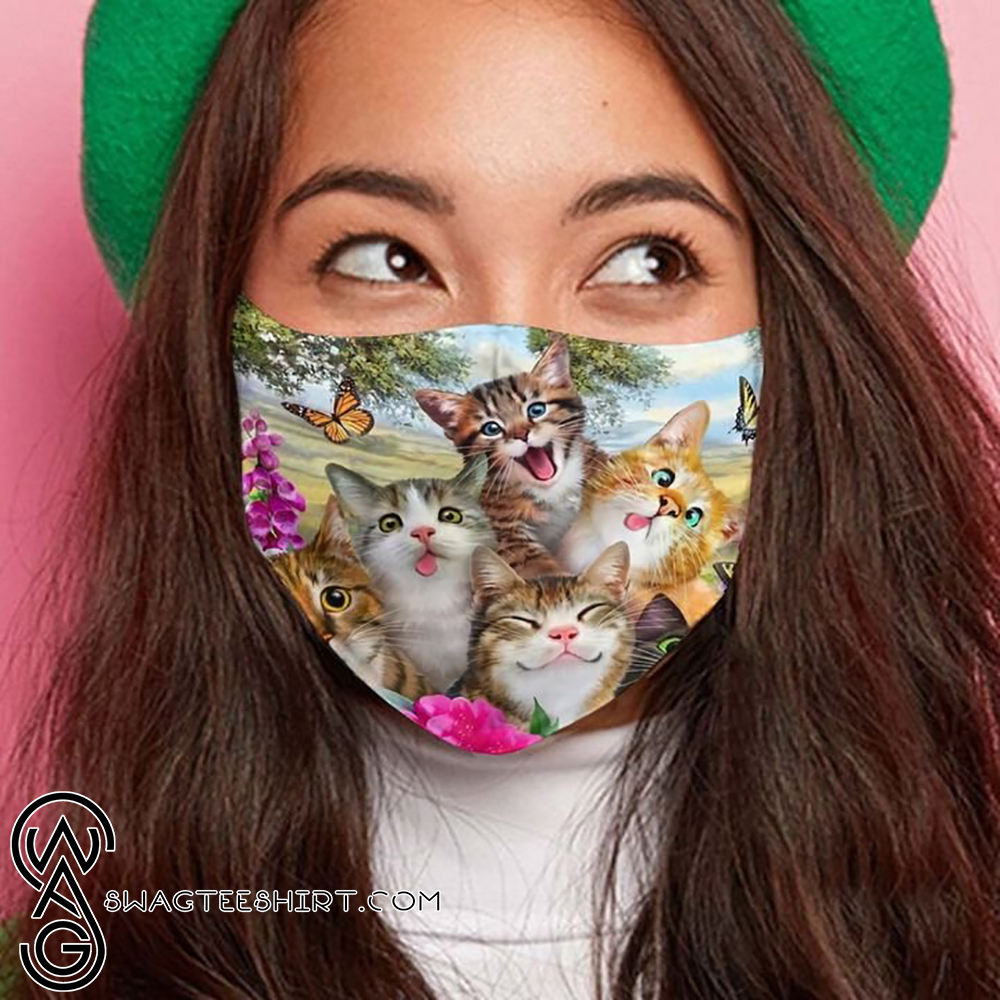 Floral cat and butterfly anti-dust cotton face mask