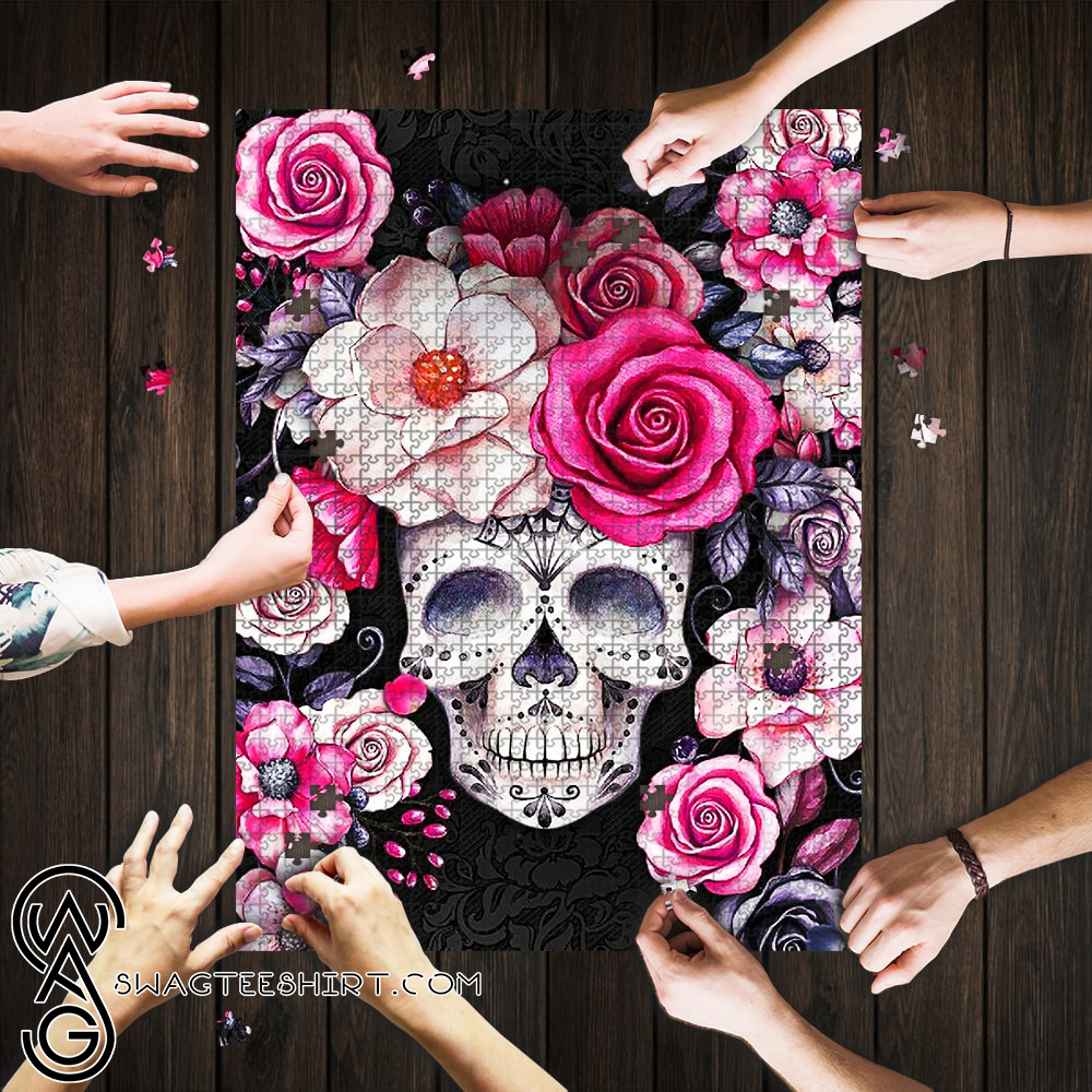 Flower and sugar skull jigsaw puzzle