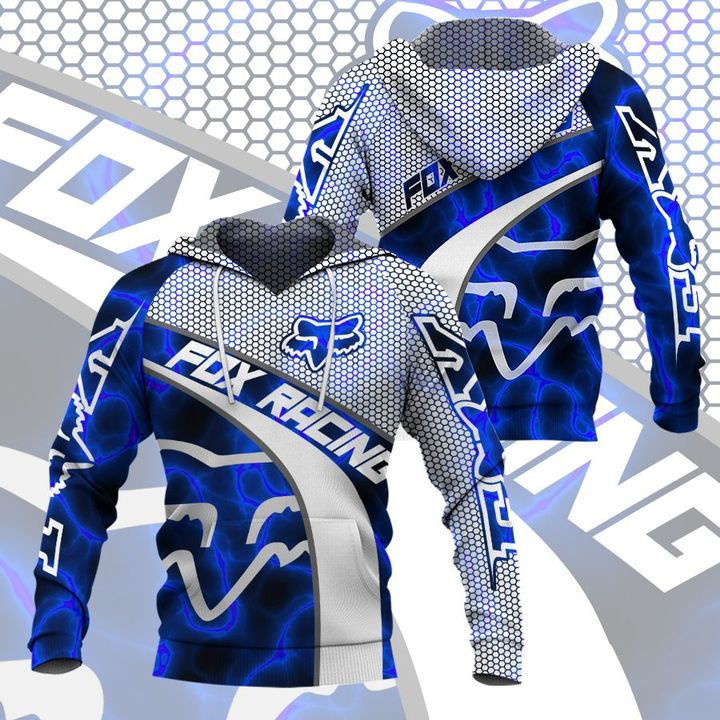 Fox racing blue 3D All over print hoodie