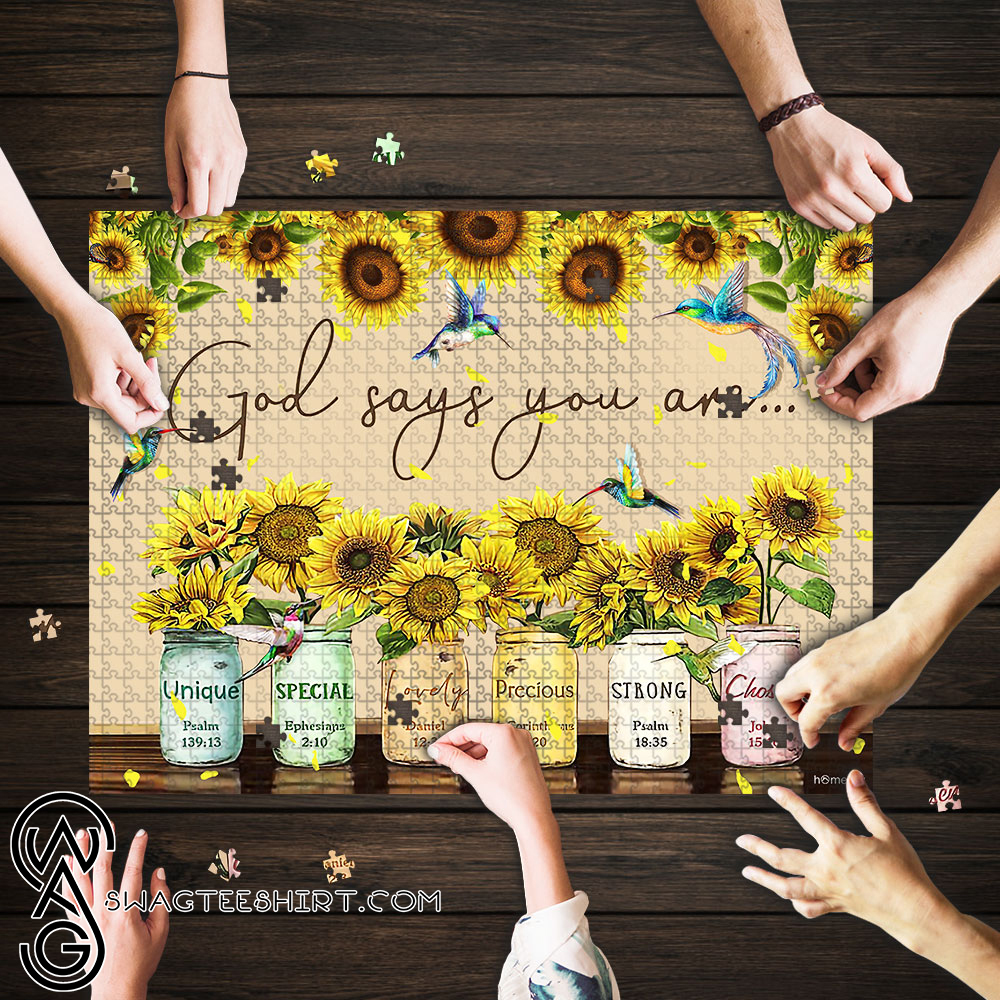 God says you are sunflower hummingbirds jigsaw puzzle – maria