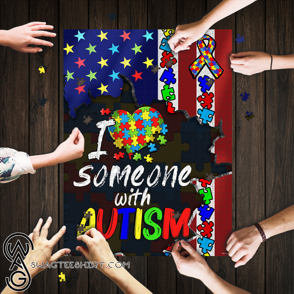 I love someone with autism awareness jigsaw puzzle
