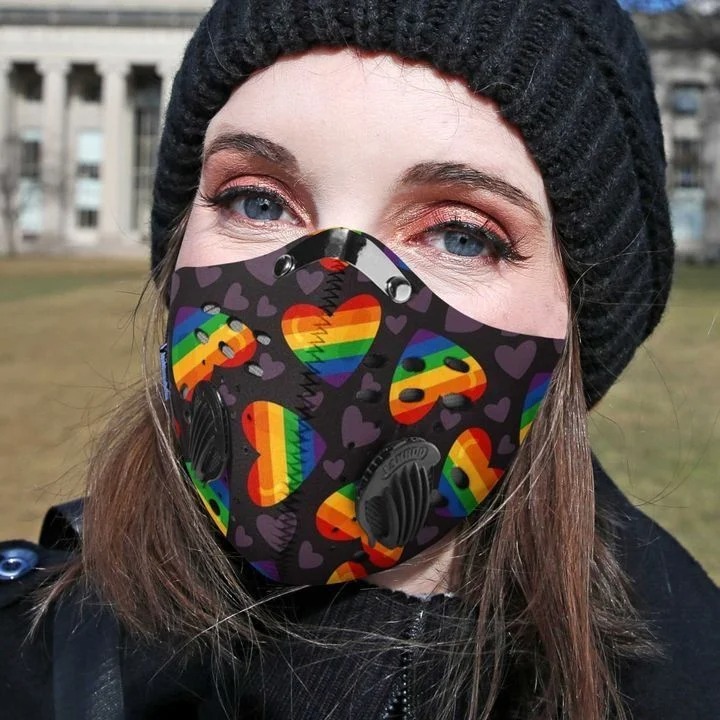 LGBT heart filter face mask