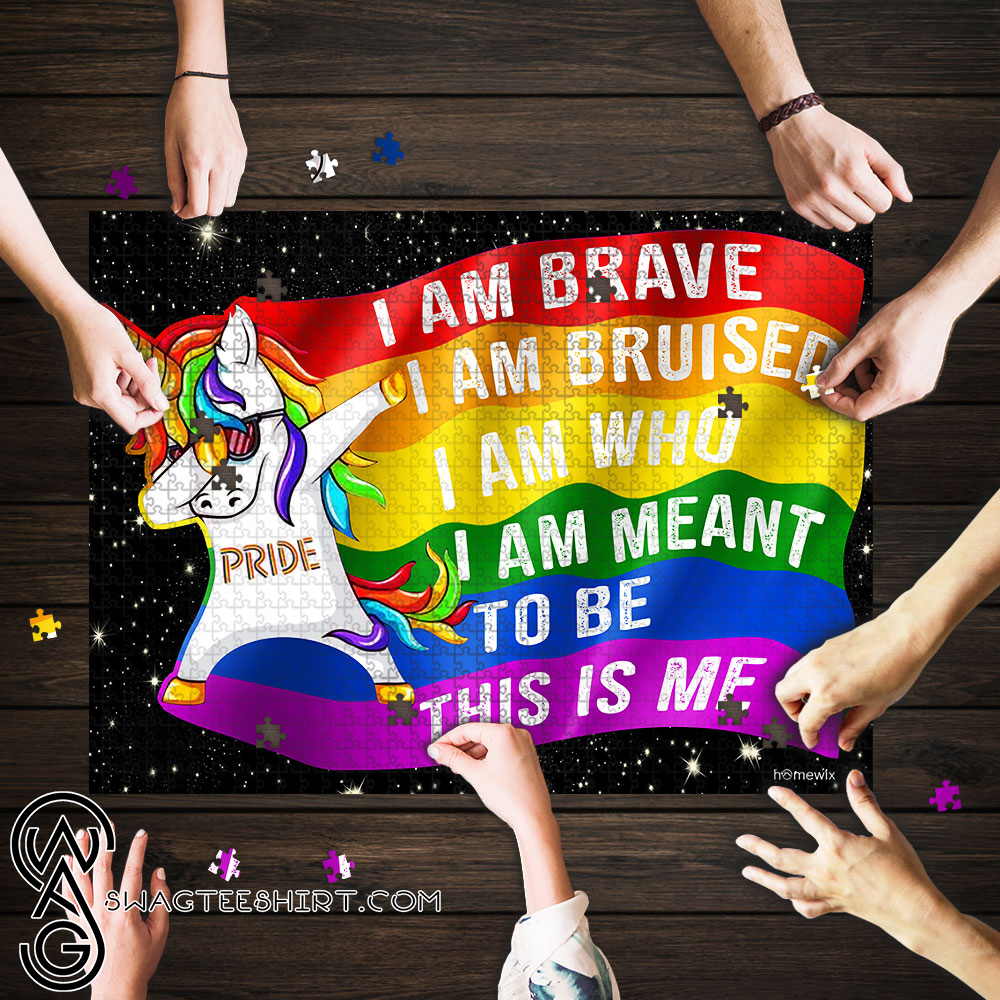 LGBT unicorn i am brave this is me jigsaw puzzle
