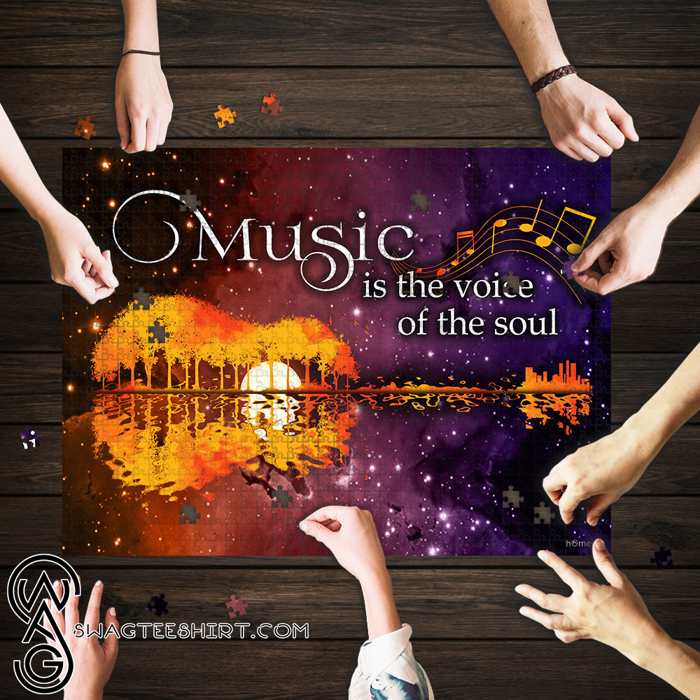 Music is the voice of the soul guitar lake shadow jigsaw puzzle – maria