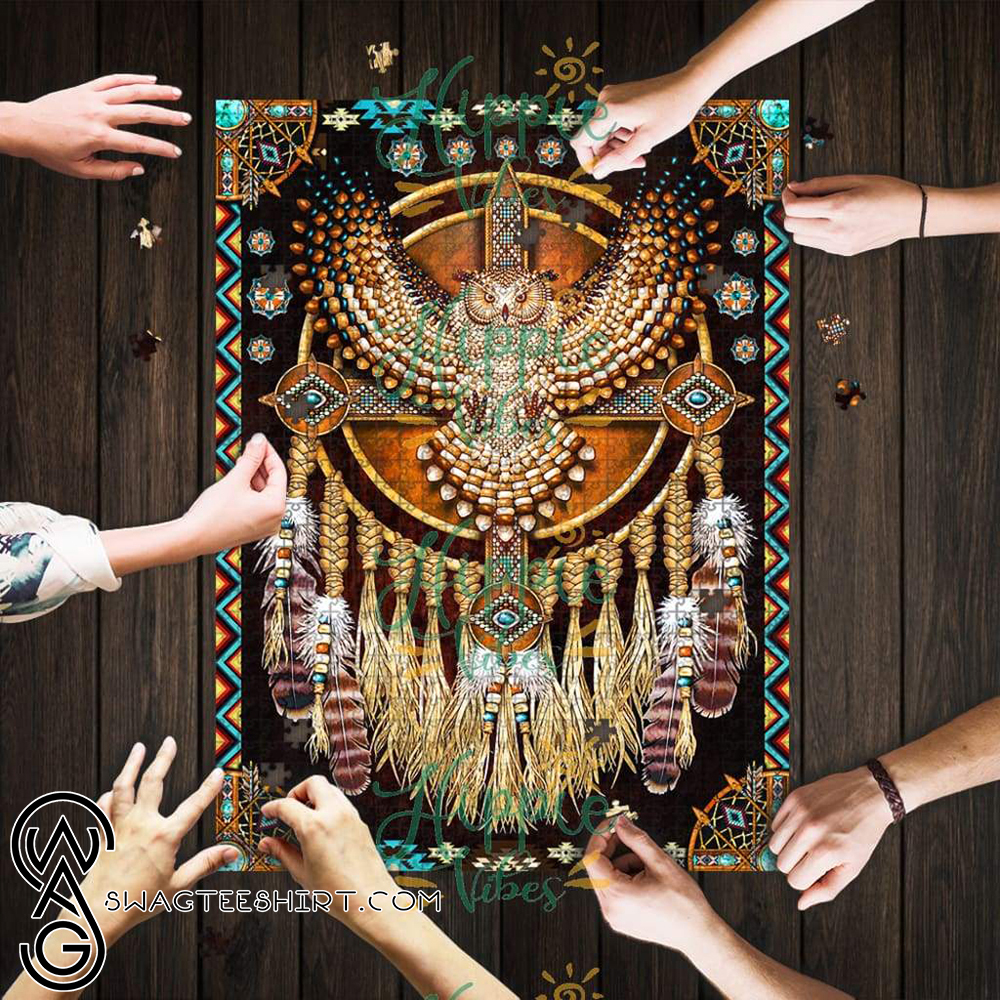 Native american great horned owl mandala jigsaw puzzle – maria