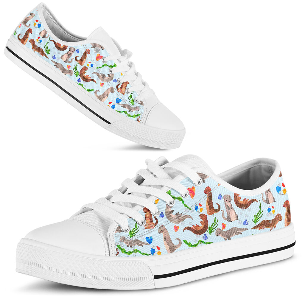 Otter illustration pattern low top shoes 3