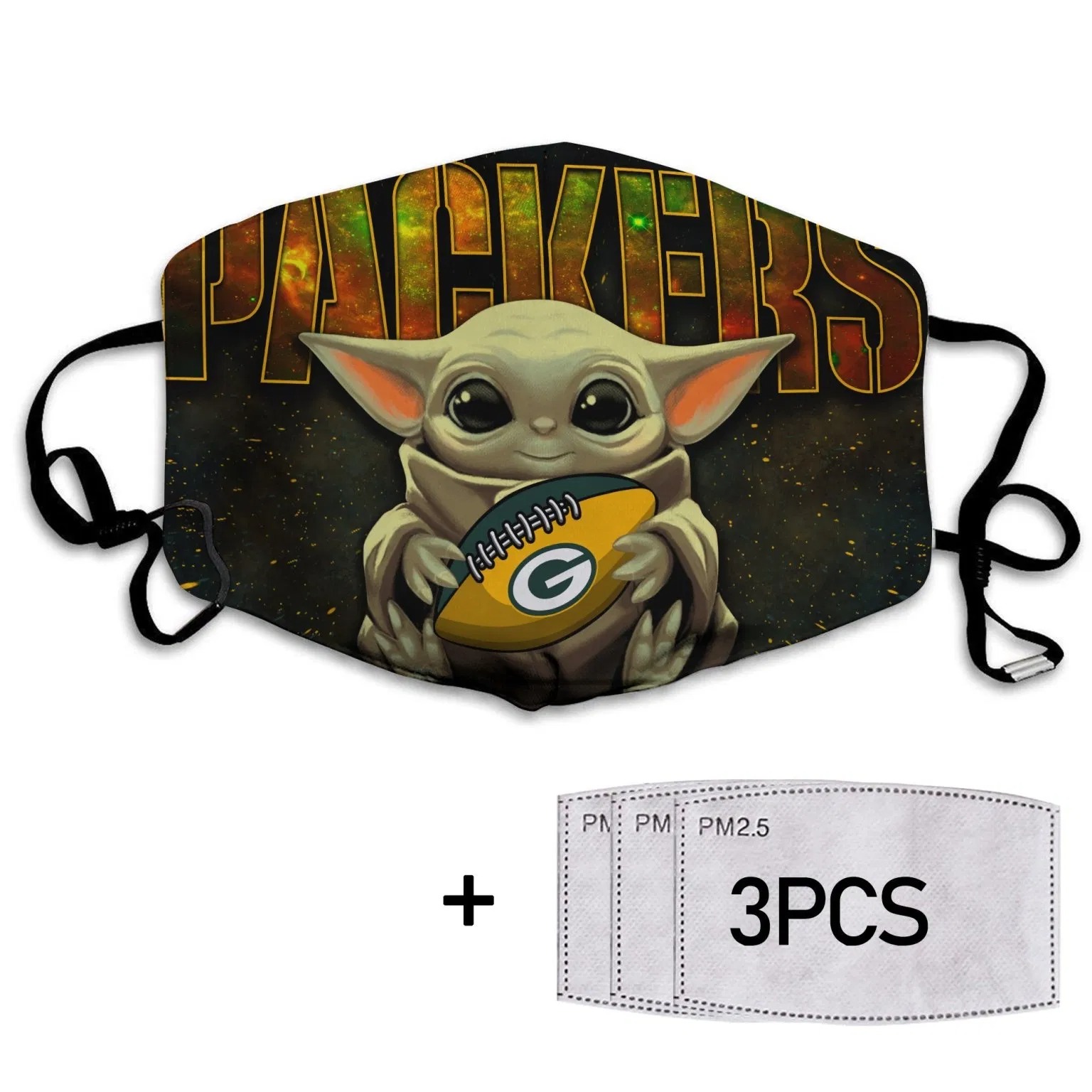 Packers Baby Yoda Hugs Green Bay Packers NFL Face Mask Covid-19