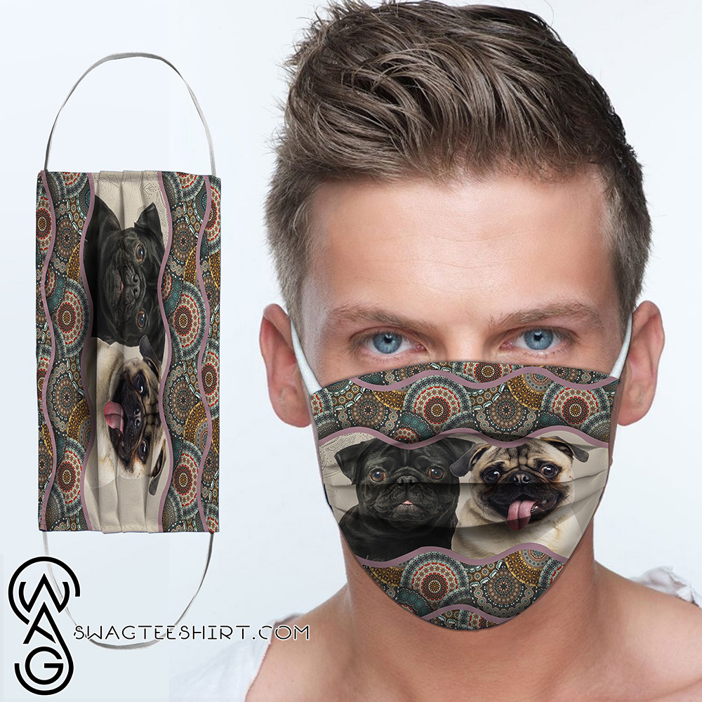 Pug dog boho pattern anti-dust cotton face mask