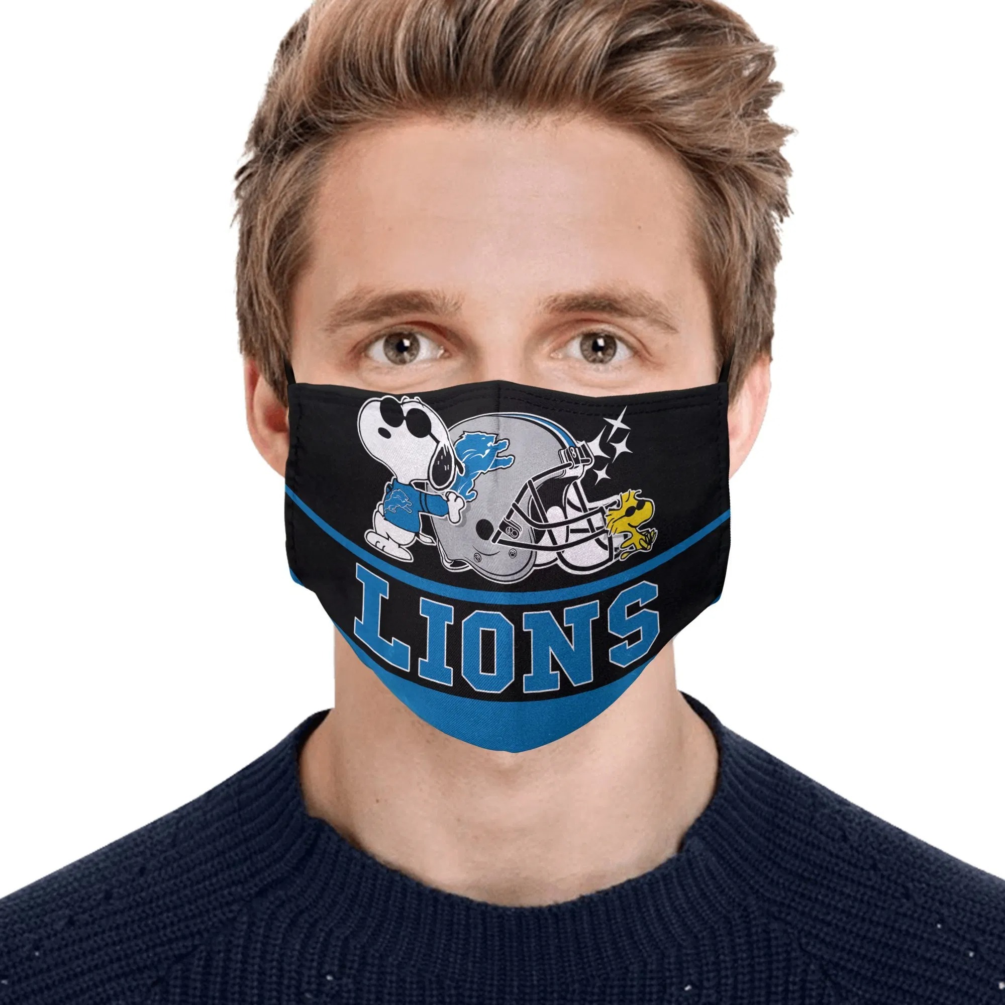 Snoopy Joe Cool Detroit Lions Face Mask 2