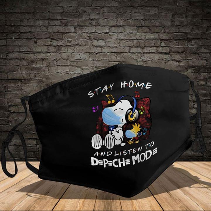 Snoopy Stay At Home And listen to D≡P≡CH≡ MOD≡ cloth mask