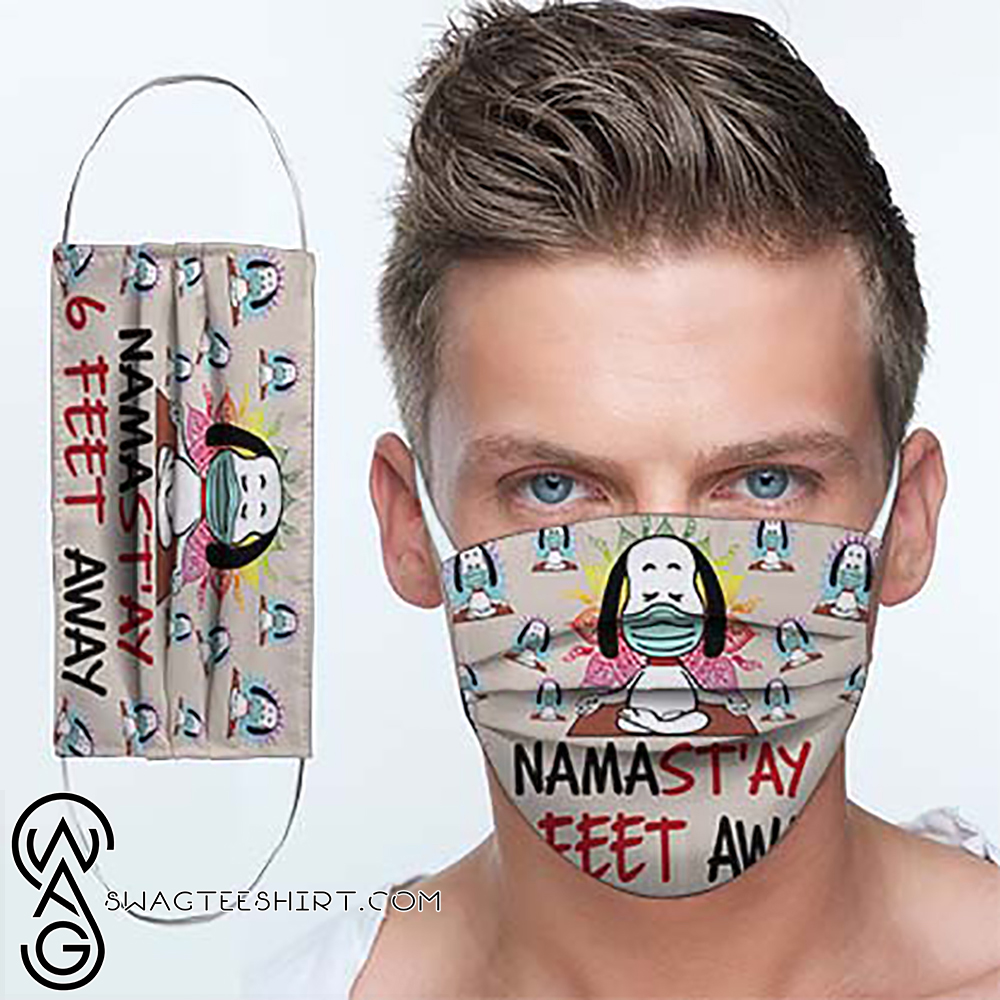 Snoopy meditation namast_ay 6 feet away yoga cotton face mask