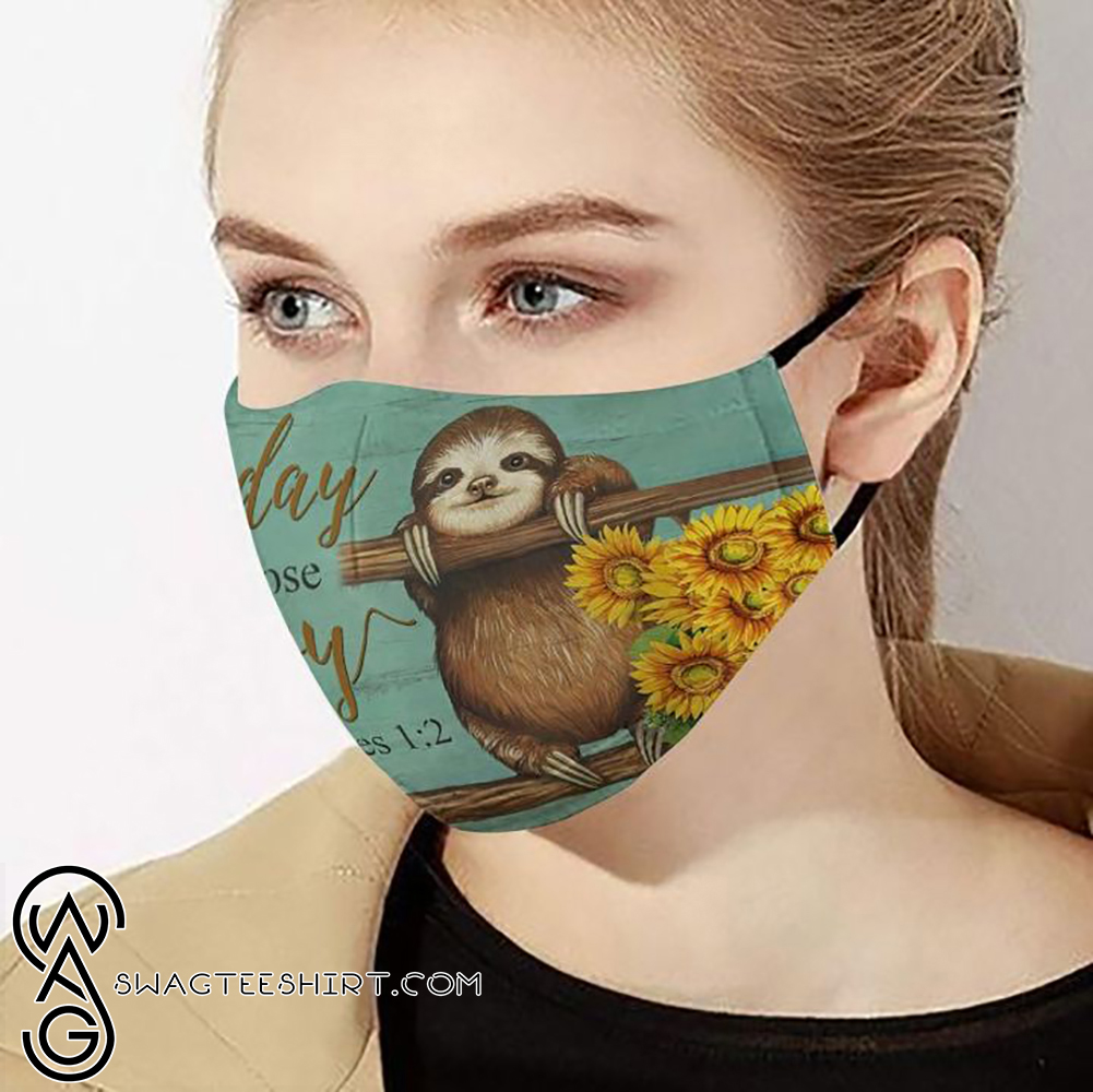 Sunflower sloth today i choose joy cotton face mask