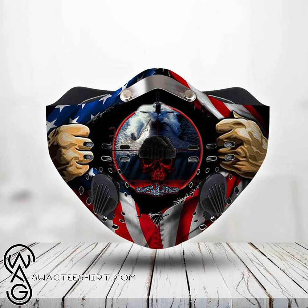 United states navy submarine force american flag filter activated carbon face mask