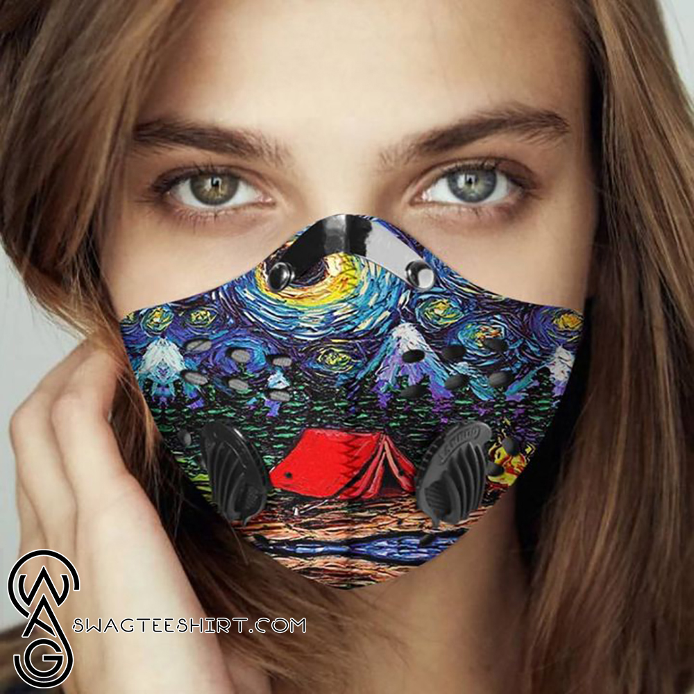 Vincent van gogh starry night camping filter activated carbon face mask
