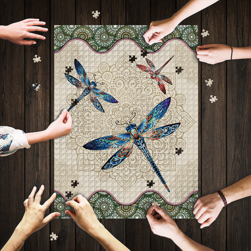 Vintage Dragonfly Mandala Puzzle