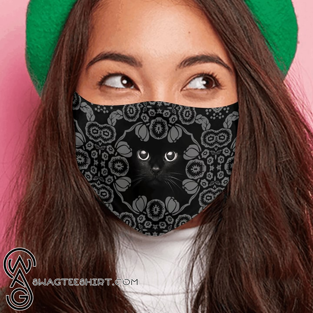 Vintage black cat all over printed face mask – maria