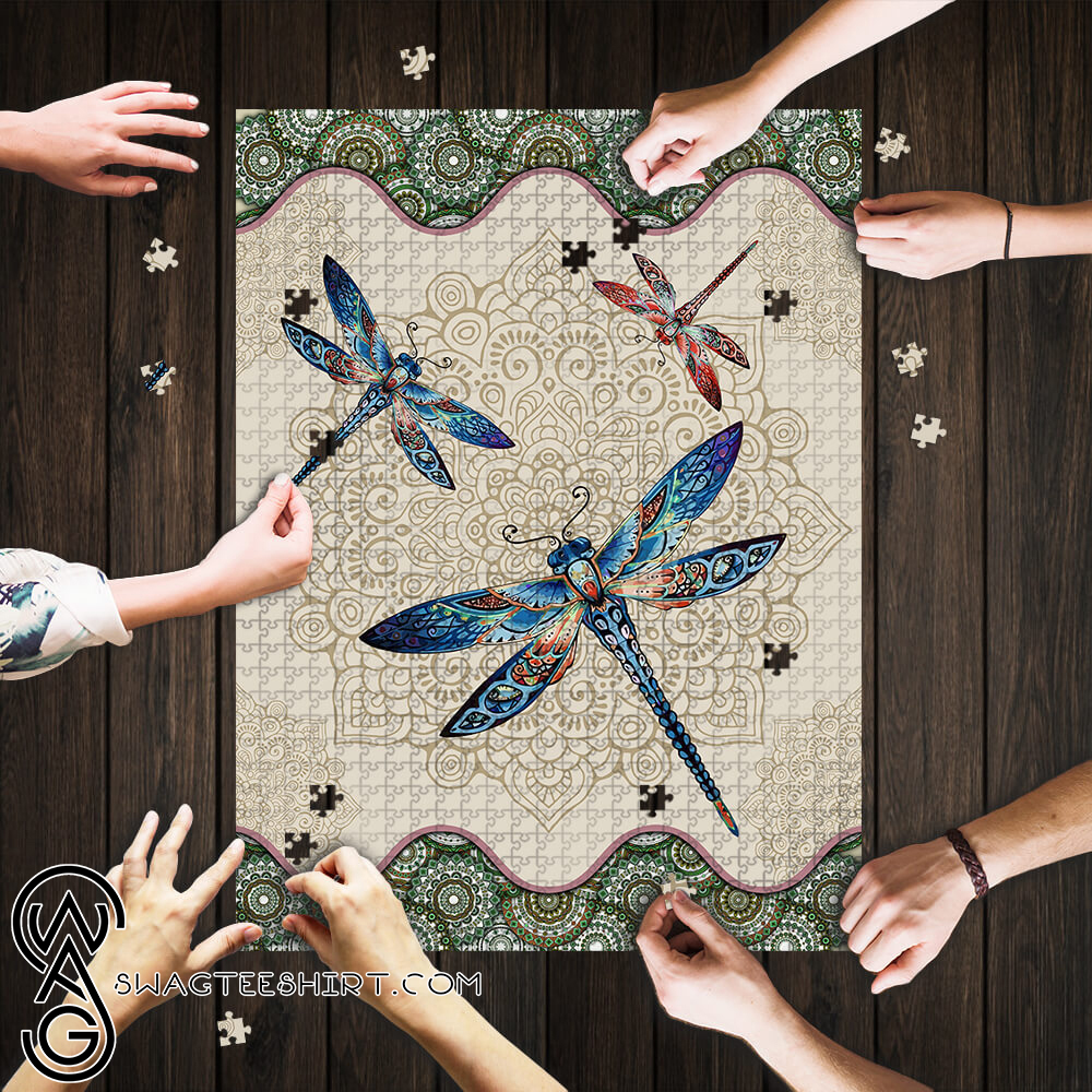 Vintage dragonfly mandala puzzle