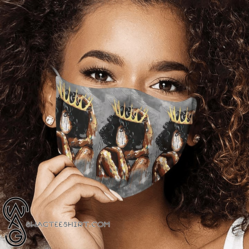Watercolor painting black queen all over printed face mask – maria