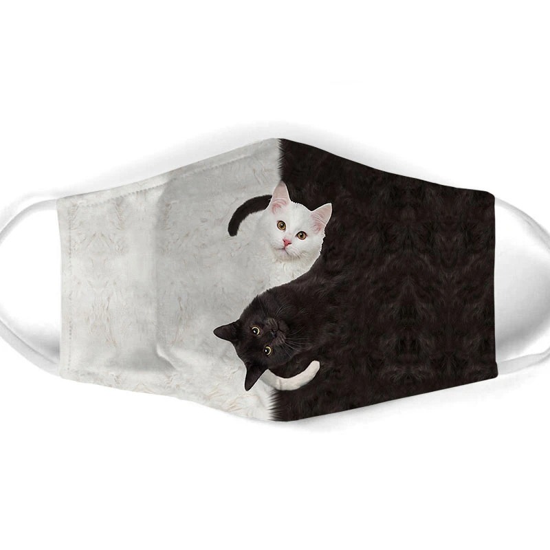 Yin yang cat all over prints face mask - Pic 1