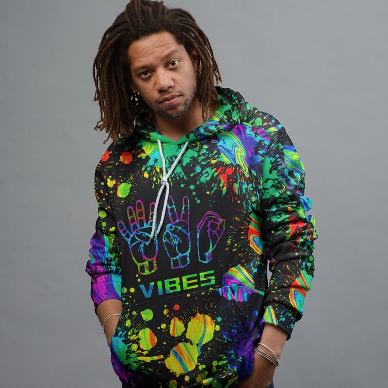 420 vibes sign language 3d hoodie - pic 1