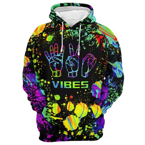 420 vibes sign language 3d hoodie