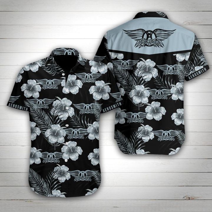 Aerosmith tropical flower hawaiian shirt