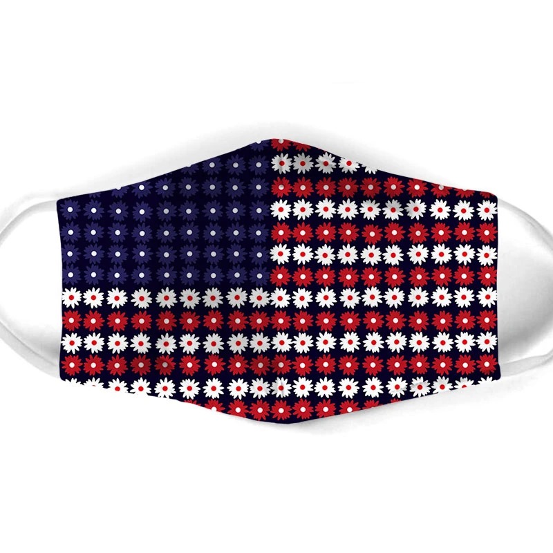 American Flag Flowers cloth mask 1