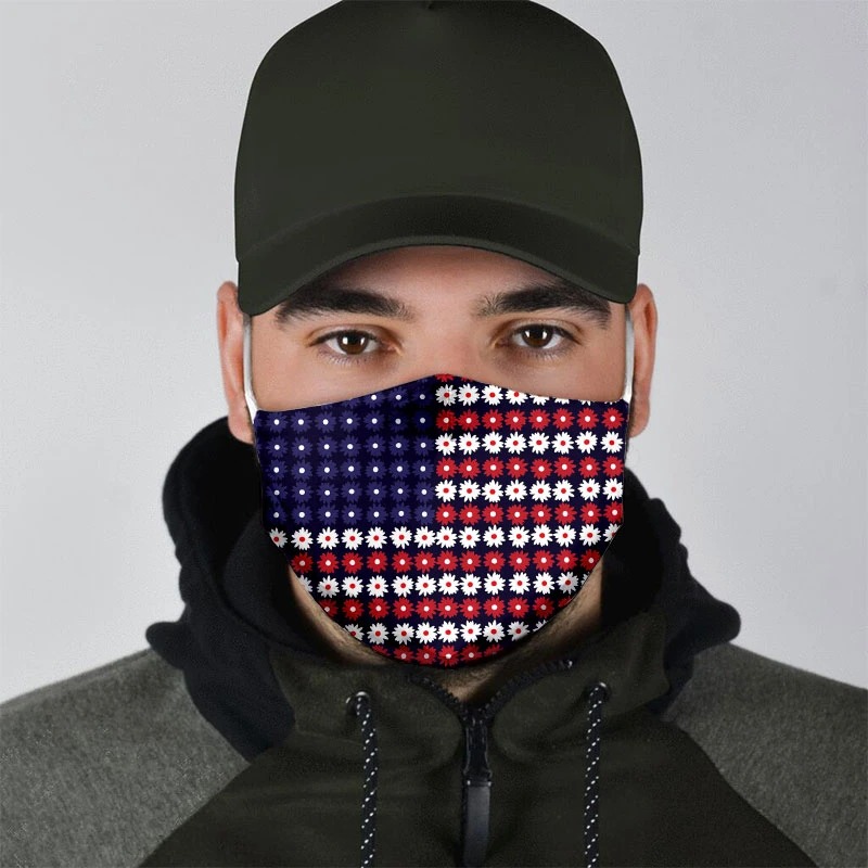 American Flag Flowers cloth mask 3