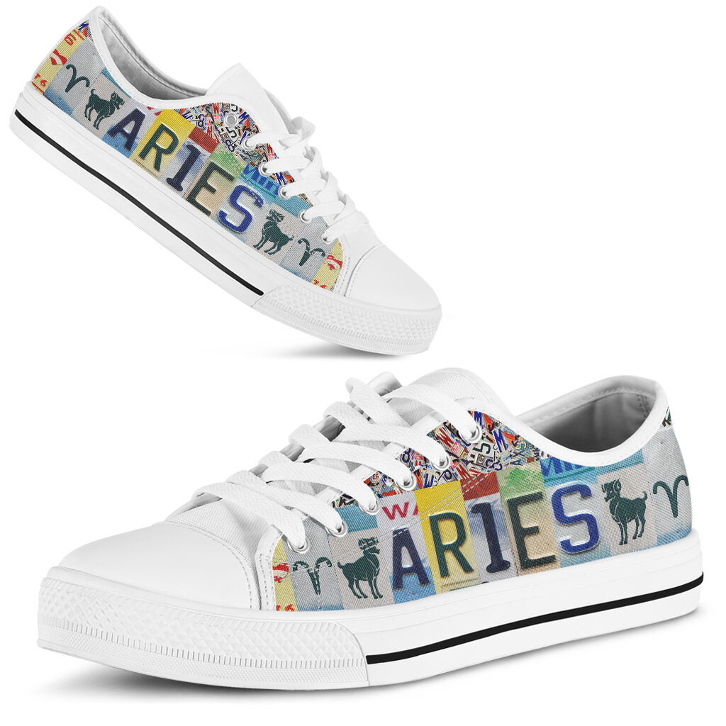 Aries license plates low top shoes
