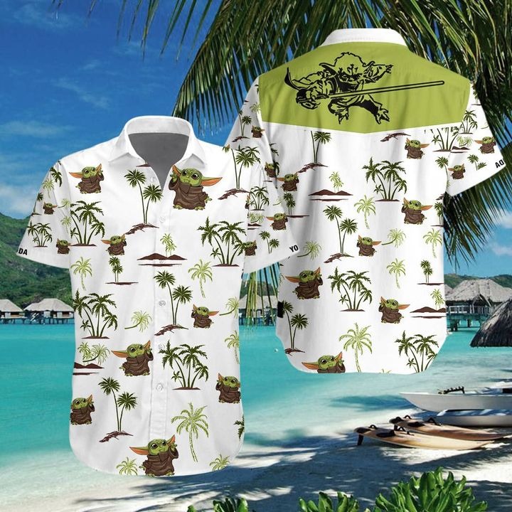 Baby yoda 3d hawaiian shirt
