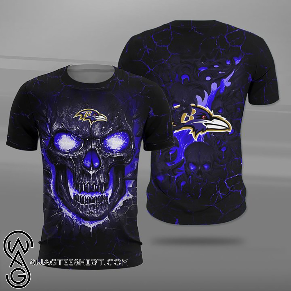 Baltimore ravens lava skull full printing shirt