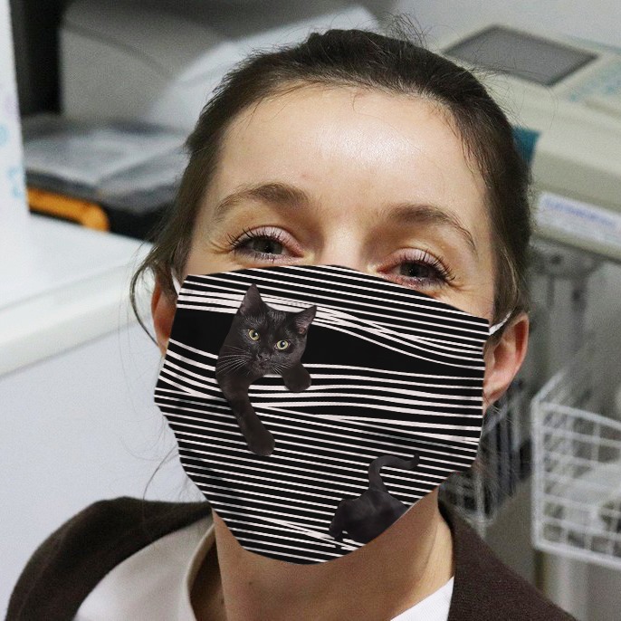 Black Cat Striped 3D Face Mask – Achemytee