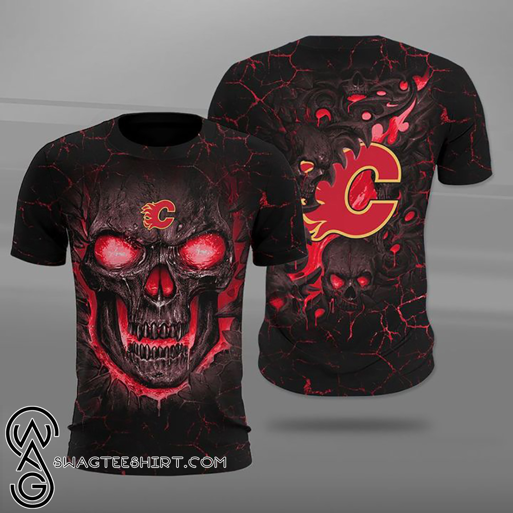 Calgary flames lava skull full printing shirt