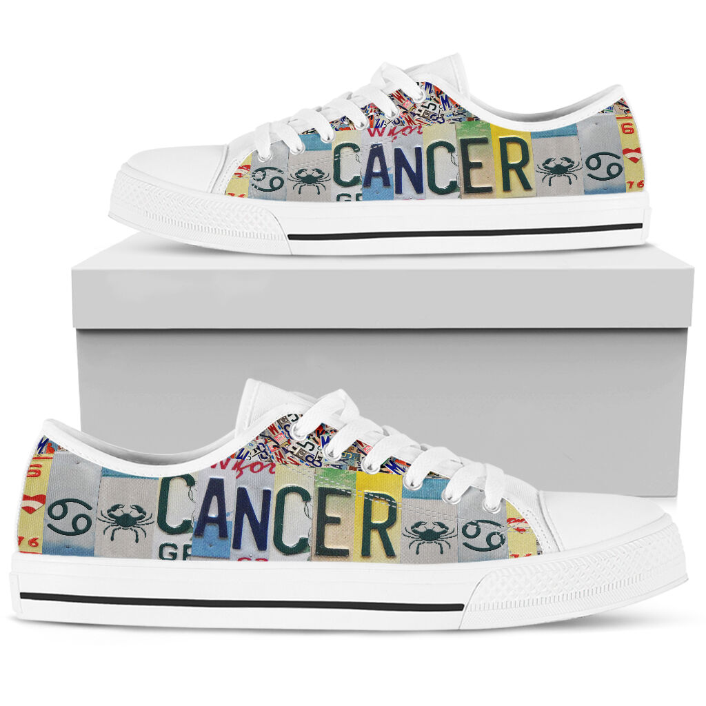 Cancer license plates low top shoes - pic 1