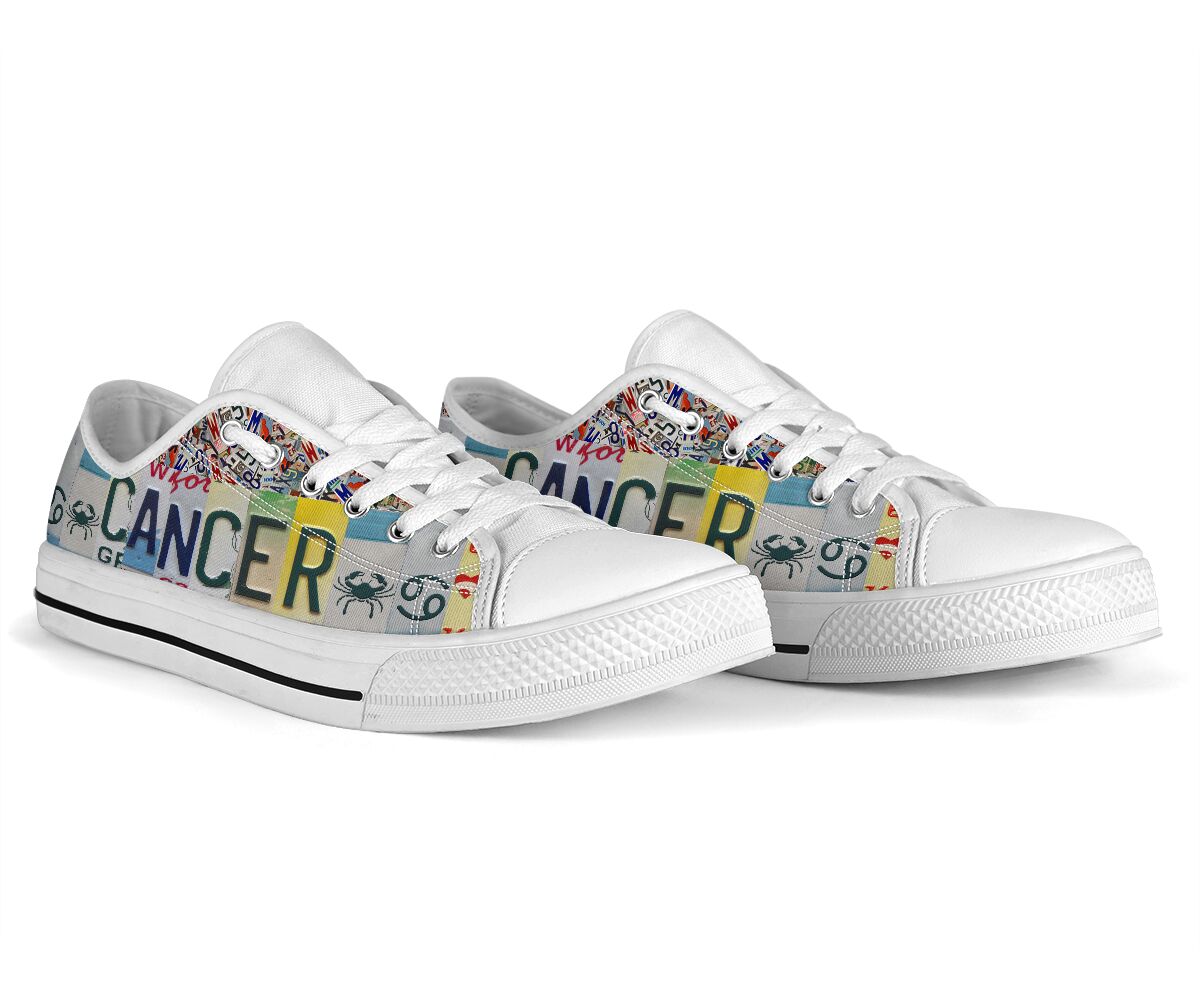 Cancer license plates low top shoes - pic 2